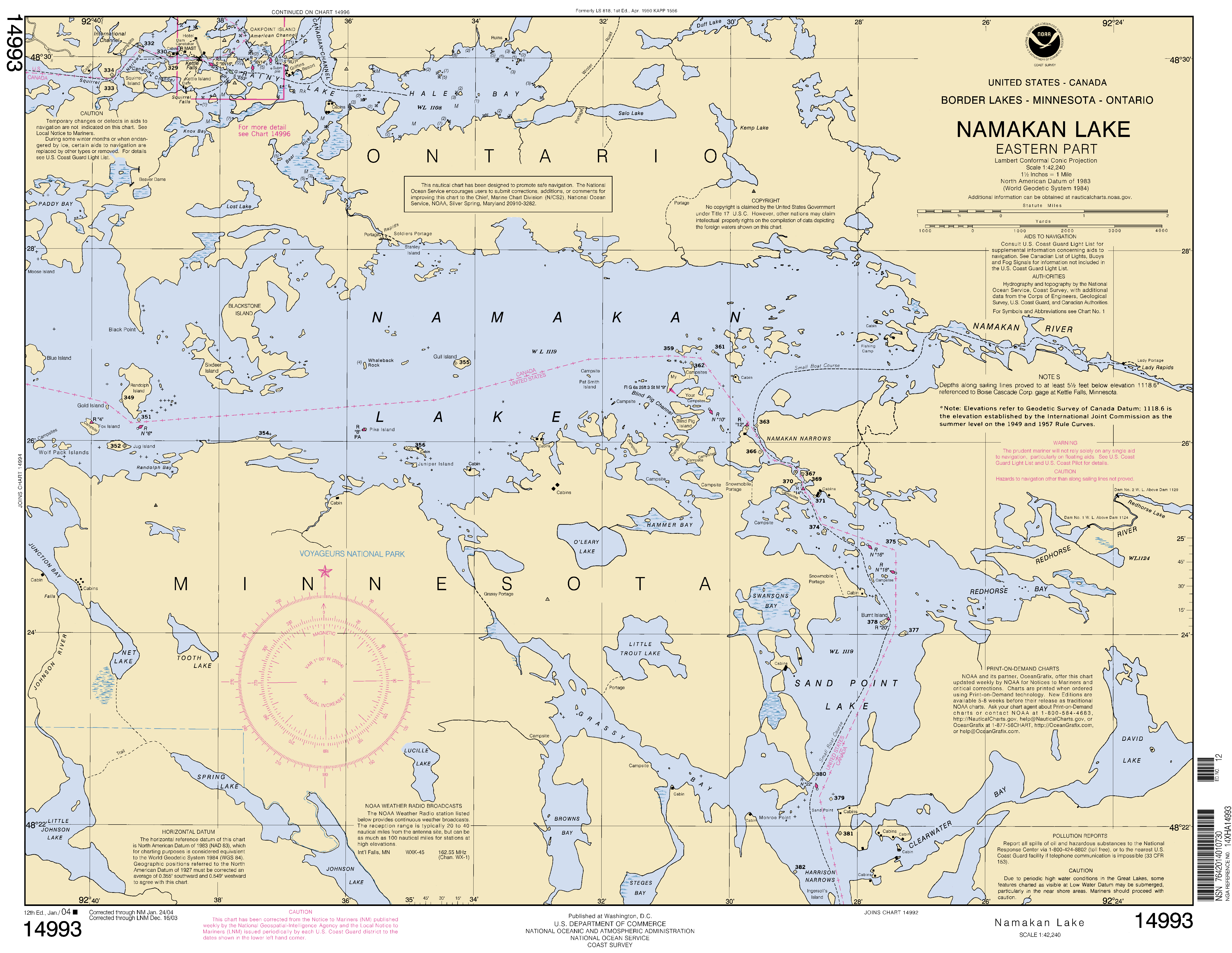 NAMAKAN LAKE nautical chart - ΝΟΑΑ Charts - maps.