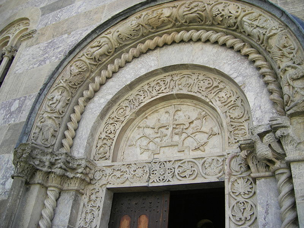 Byzantine church entry, Decani monastery, Kosovo photo
